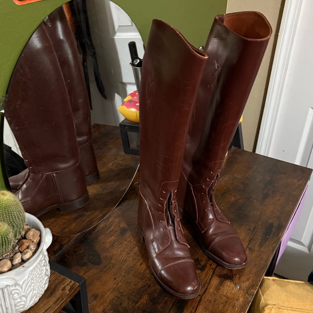 Elegant Brown Leather Over the Knee Boots